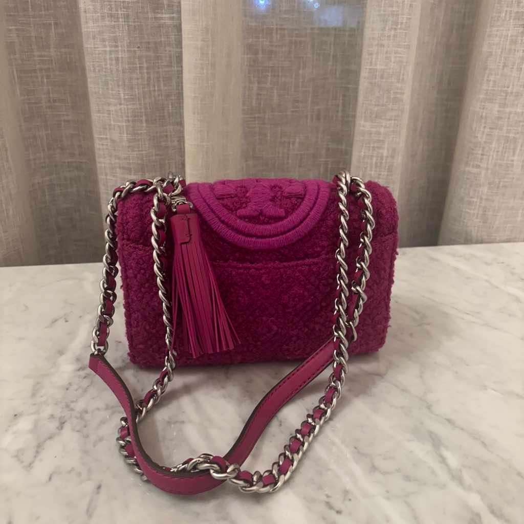 Tory Burch Fleming Bouclé Pink Shearling Silver Very good condition - Back View