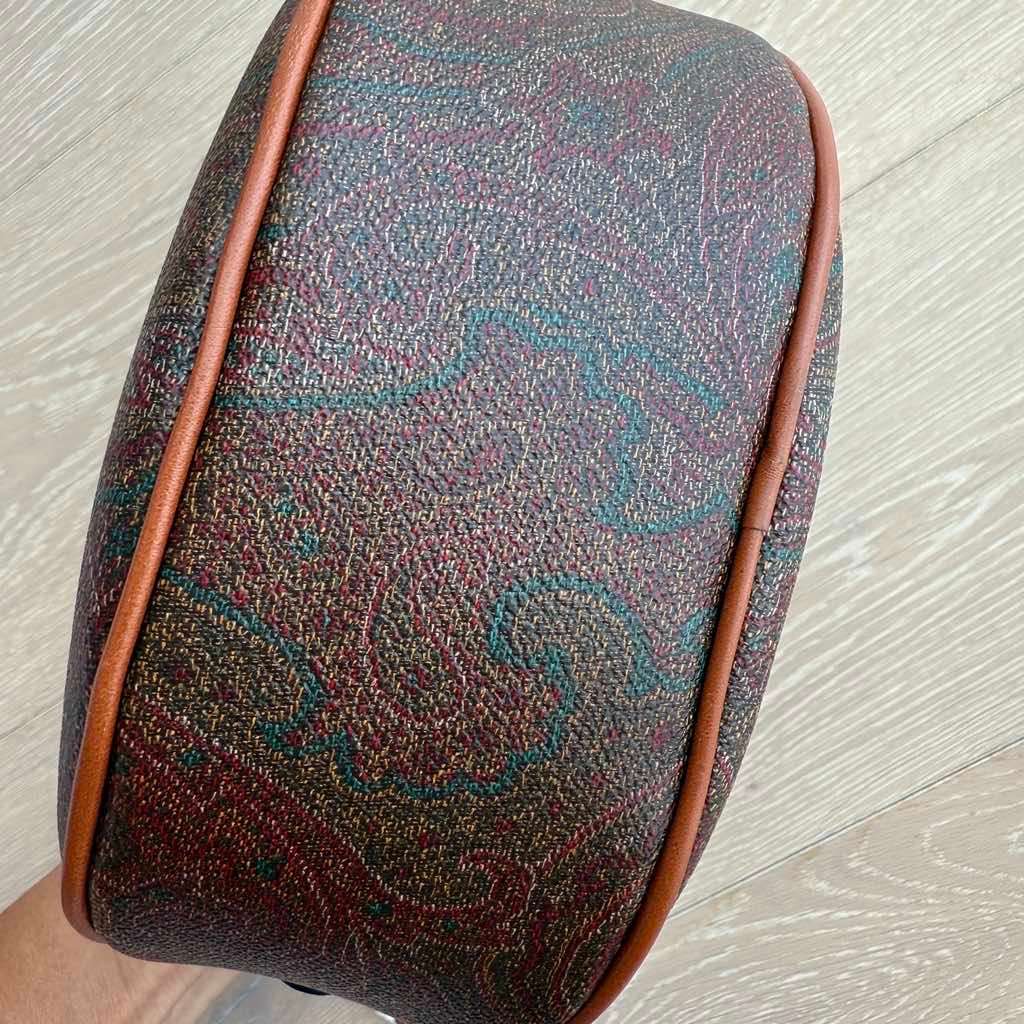 Etro Paisly Print Logo Brown Canvas Gold Never worn - Inside View