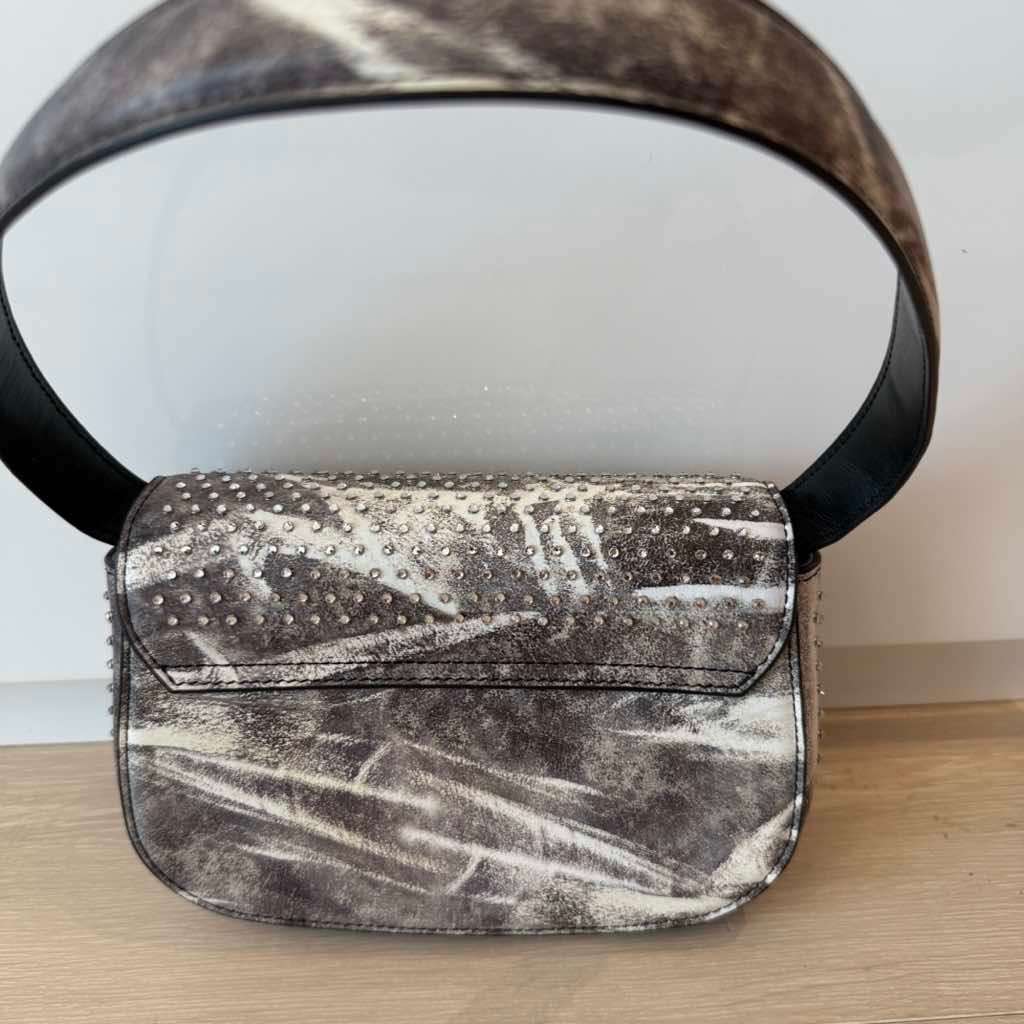Diesel Crystal-Embellished Grey Leather White Gold Never worn - Inside View