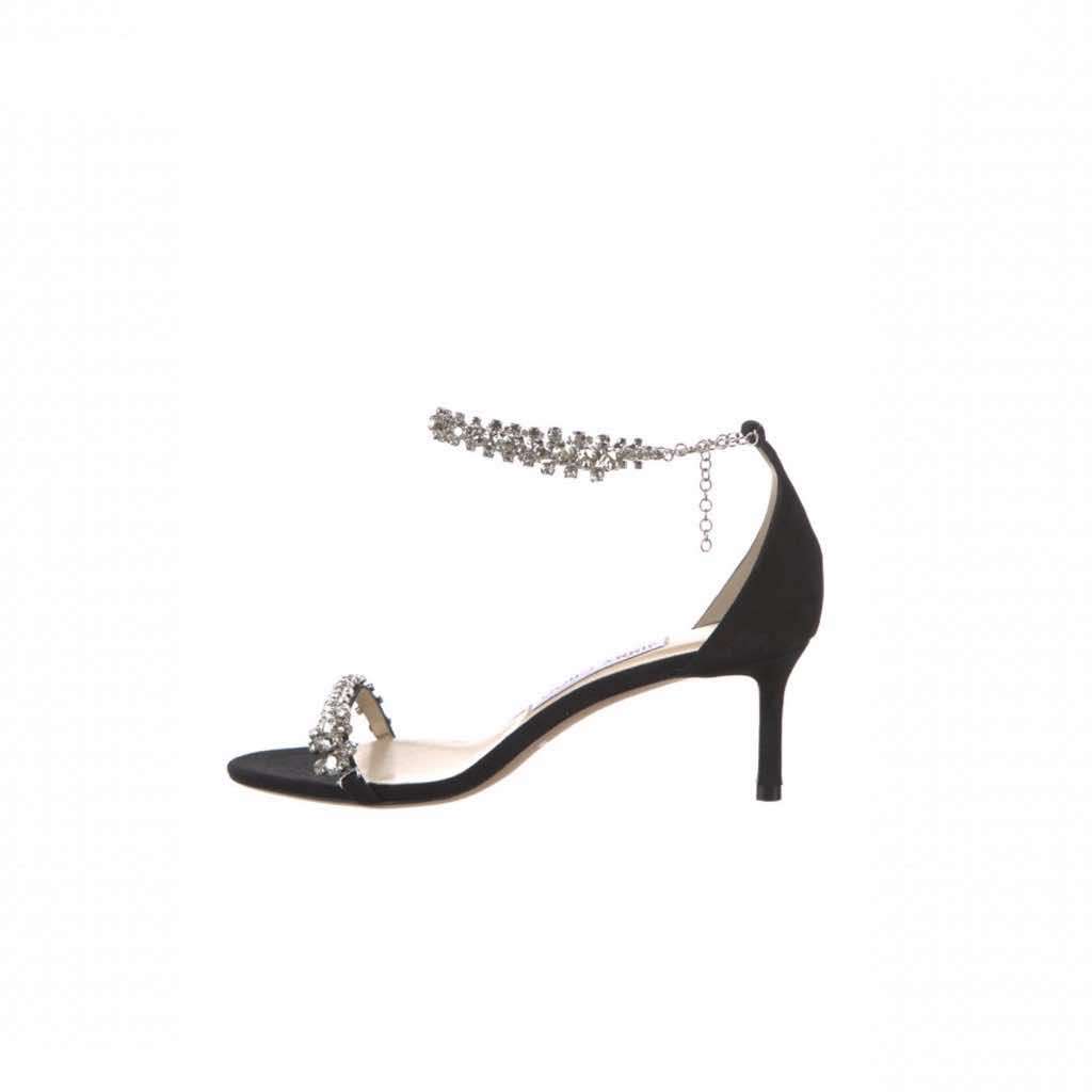 Jimmy Choo Crystals Sandals Black Suede Never worn - Front View