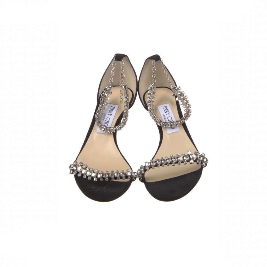 Jimmy Choo Crystals Sandals Black Suede Never worn - Back View