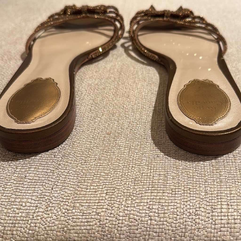 Rene Caovilla Brown Satin Strass Flat Brown Satin Good condition - Back View
