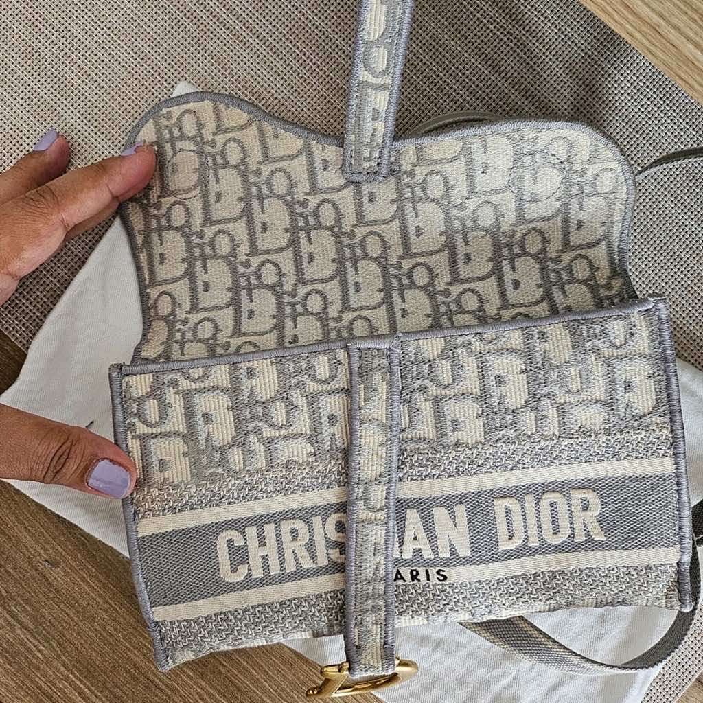 Christian Dior Saddle Belt/Crossbody Bag Grey Canvas Metal Good condition - Model View