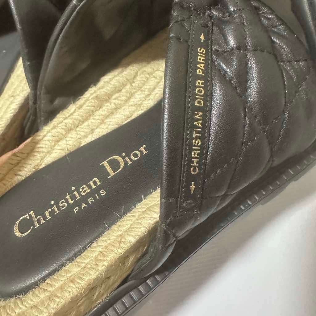 Christian Dior Cannage Dtwist Sandals Black Leather Good condition - Inside View