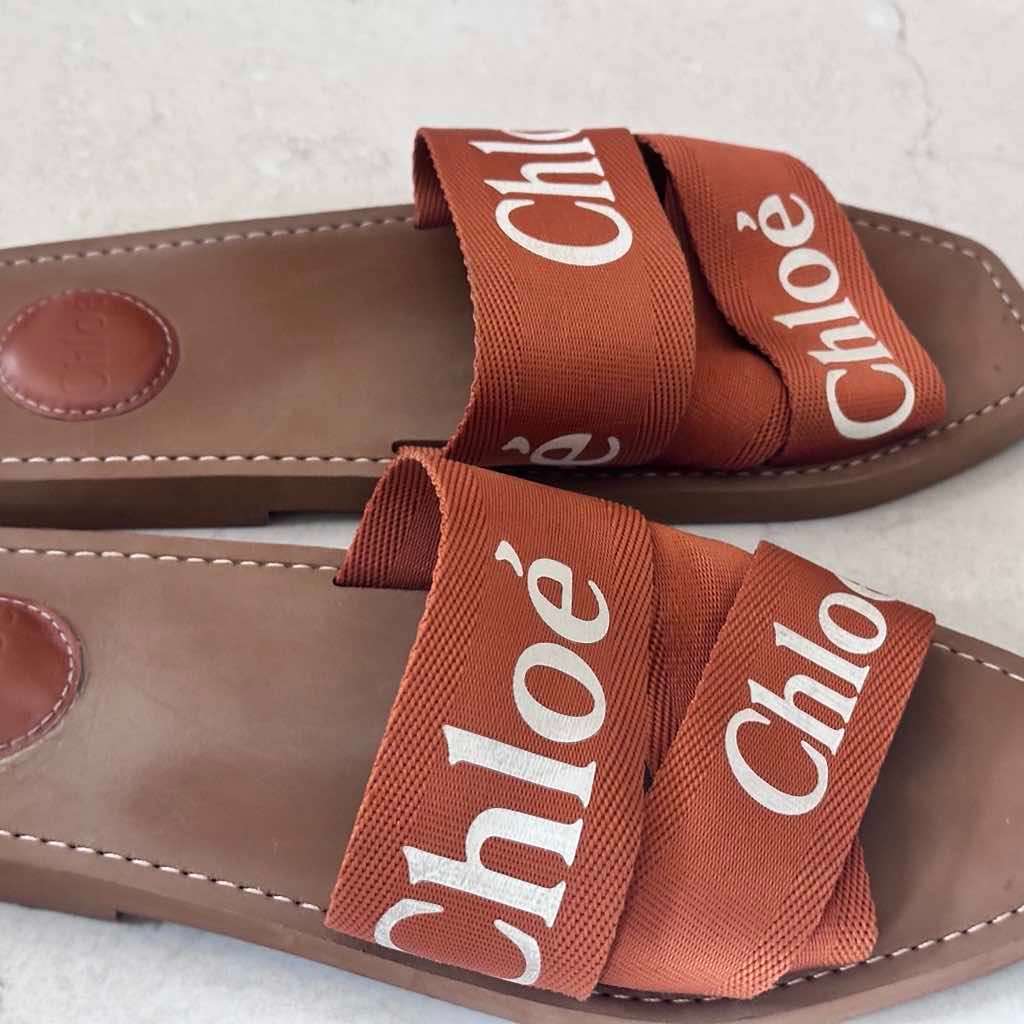 Chloé Woody Flat Slides 40 Brown Canvas Good condition - Inside View