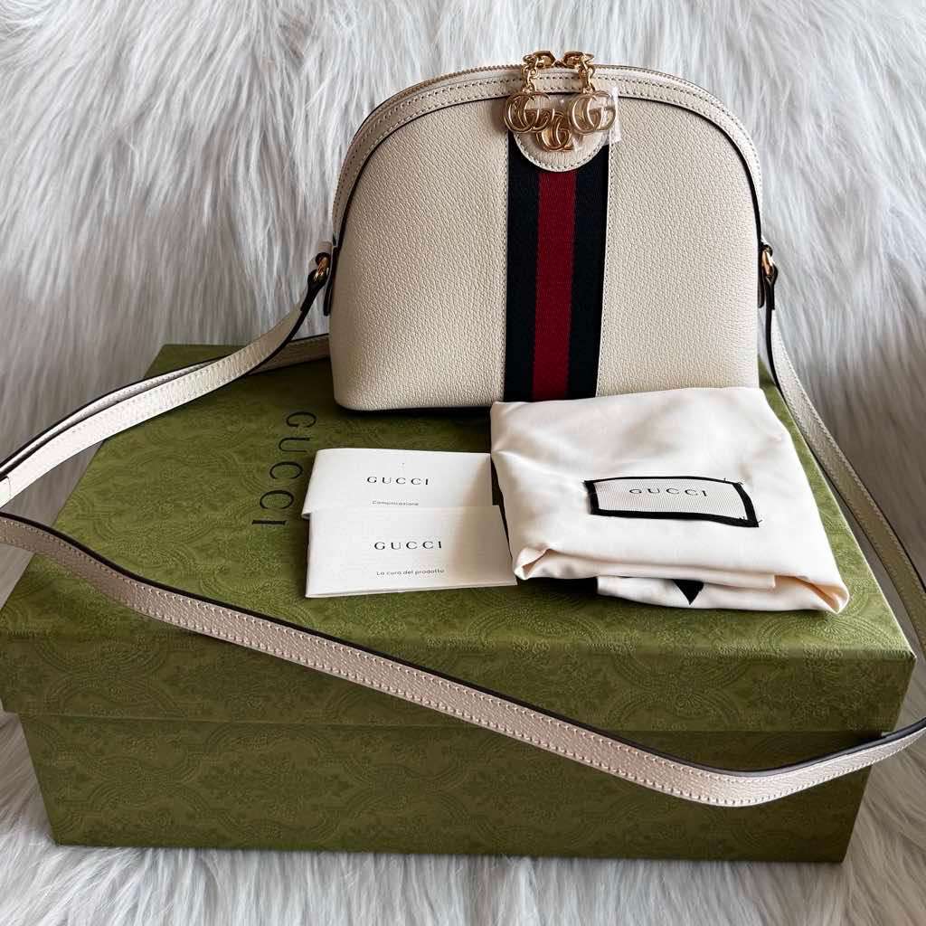 Gucci White Ophidia Shoulder Bag White Leather Never worn - Box View