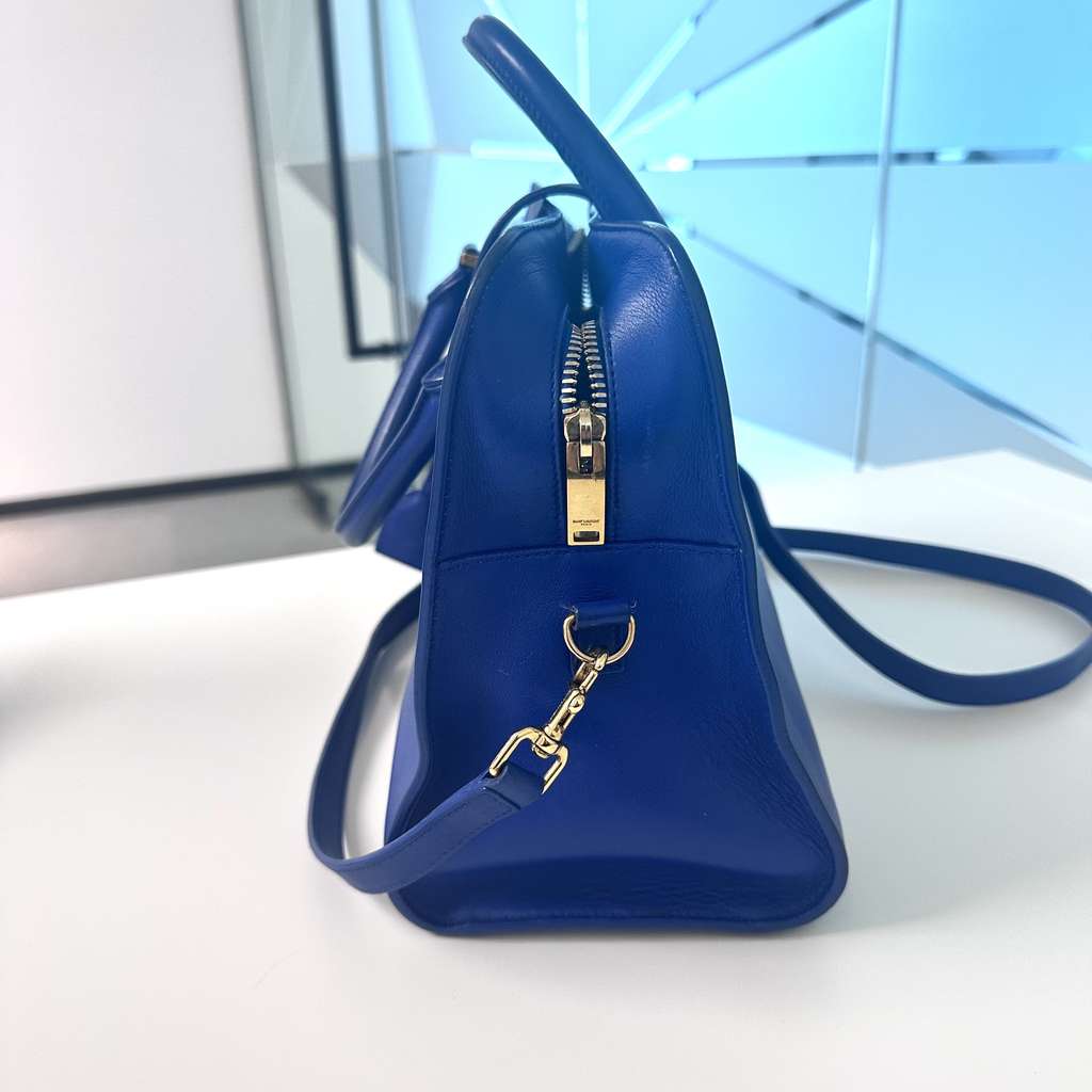 Saint Laurent Medium Cabas Bag Blue Leather Good condition - Inside View