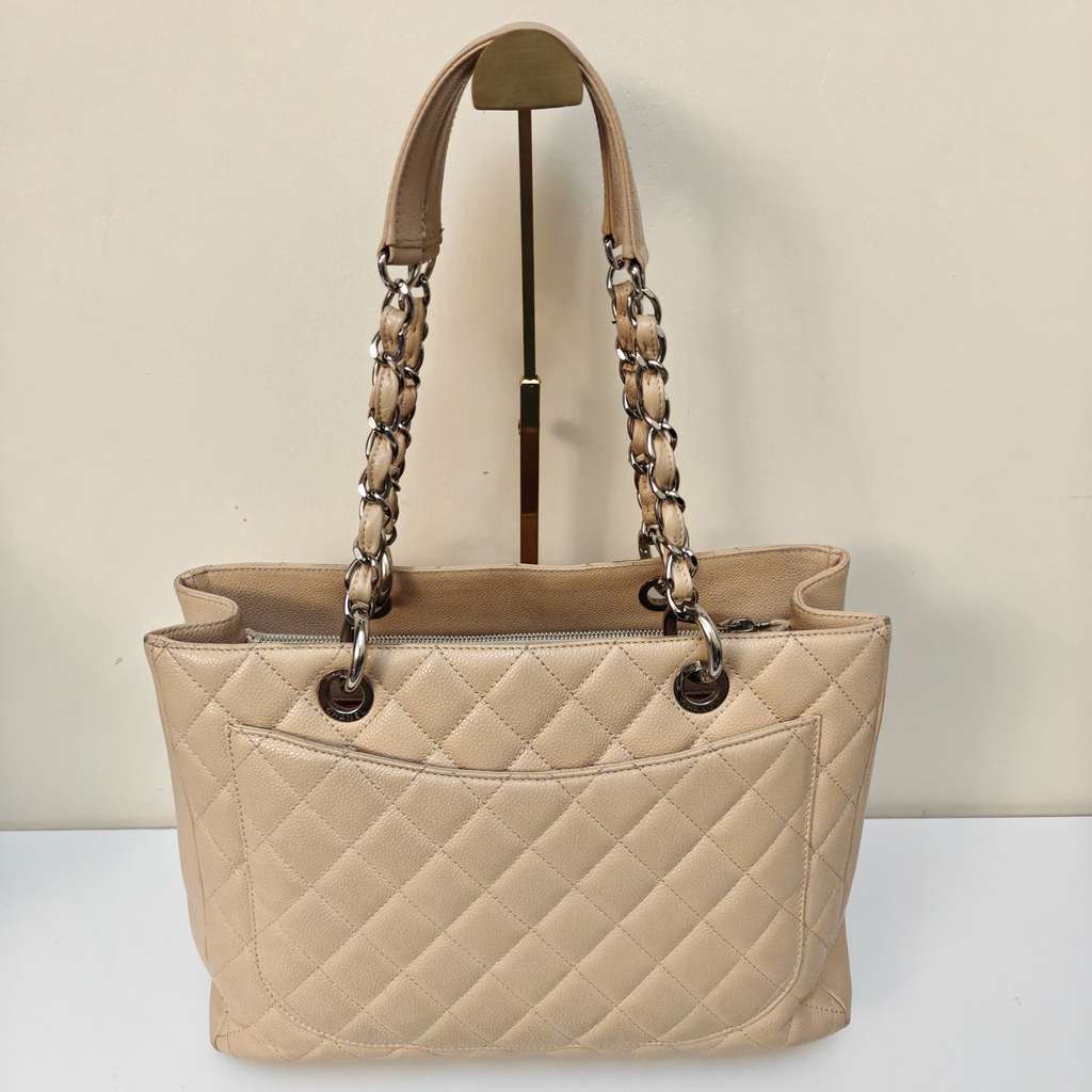 Chanel Caviar Grand Shopper Tote Beige Leather Good condition - Box View