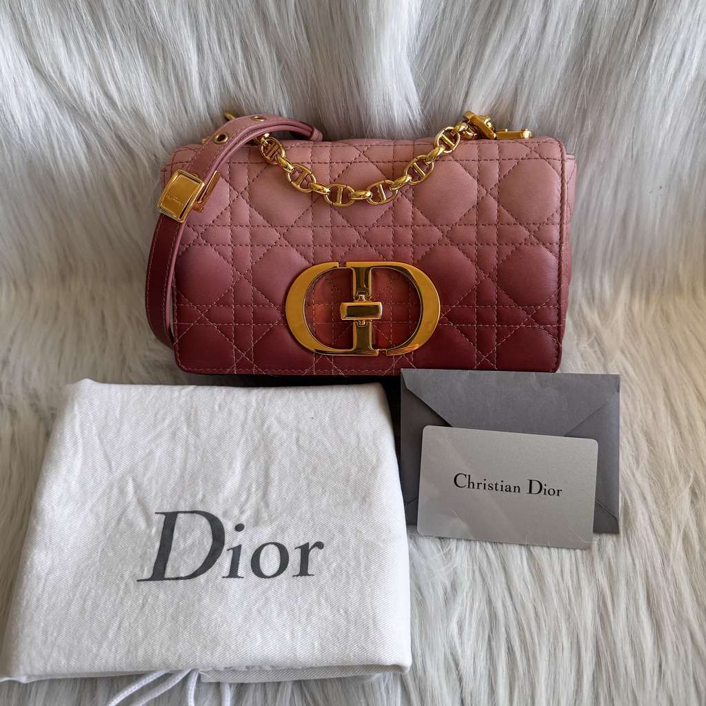 Christian Dior Caro Small Shoulder Bag Pink Leather Very good condition - Box View