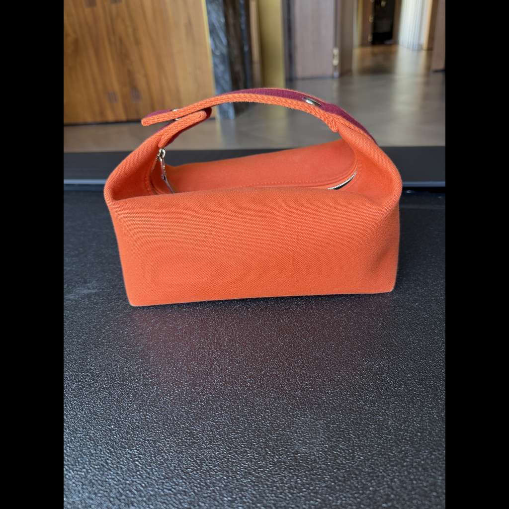 Hermès Braid-a-Brac Case Orange Cotton Very good condition - Back View