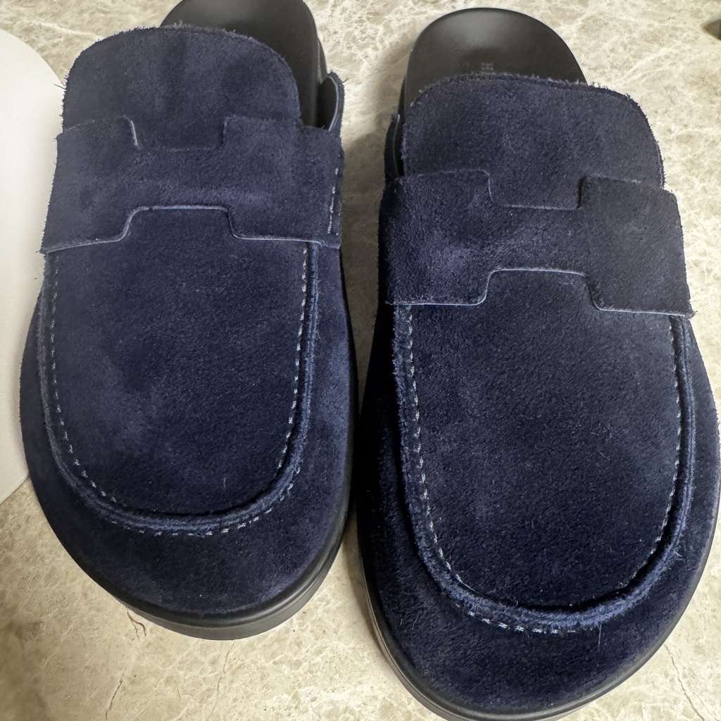 Hermès Go Mules Navy Suede Very good condition - Inside View