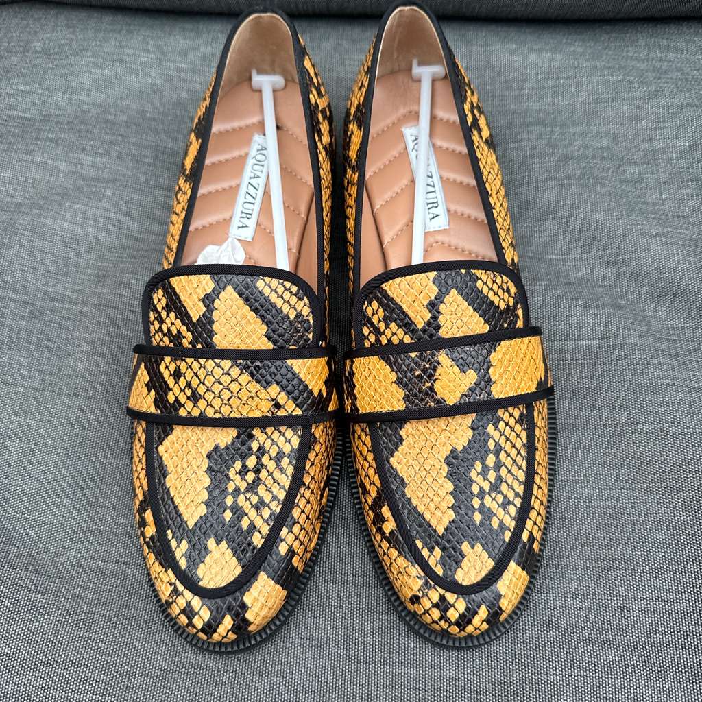 Aquazzura Martin Mocassin Printed Snake MultiColor Leather Never worn, with tag - Inside View
