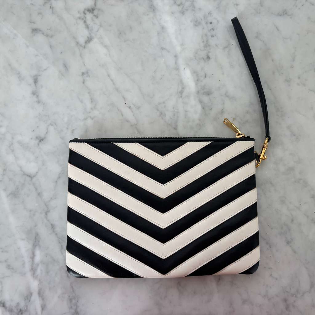 Saint Laurent Jolie Chevron Clutch MultiColor Leather Never worn - Box View