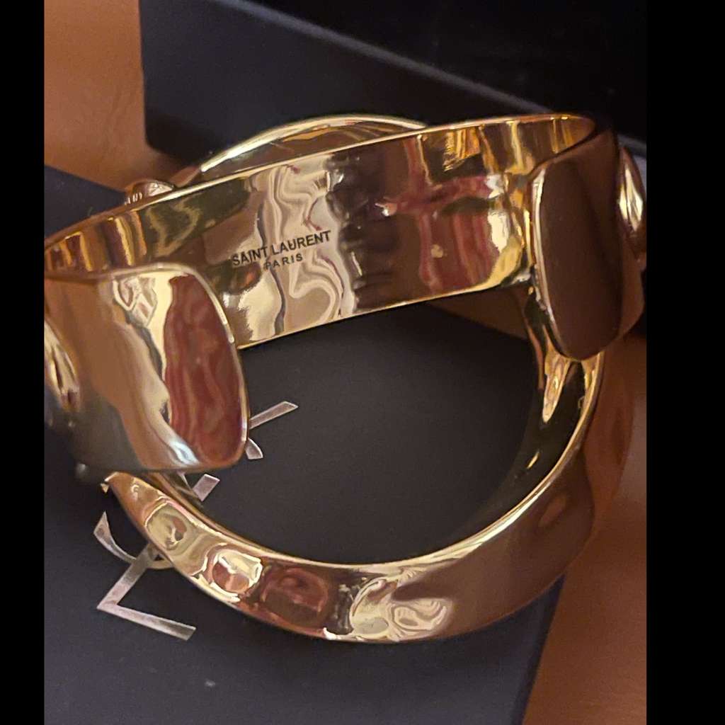 Saint Laurent YSL Cabochon Bracelet Set Gold Brass Very good condition - Inside View