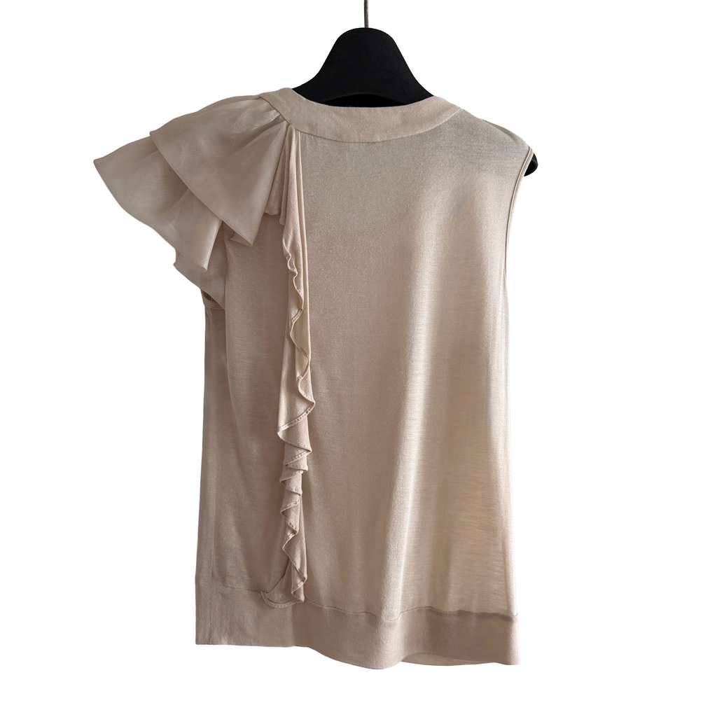 Yotam Solomon Asymmetrical Knit Top Beige Cotton Never worn - Back View