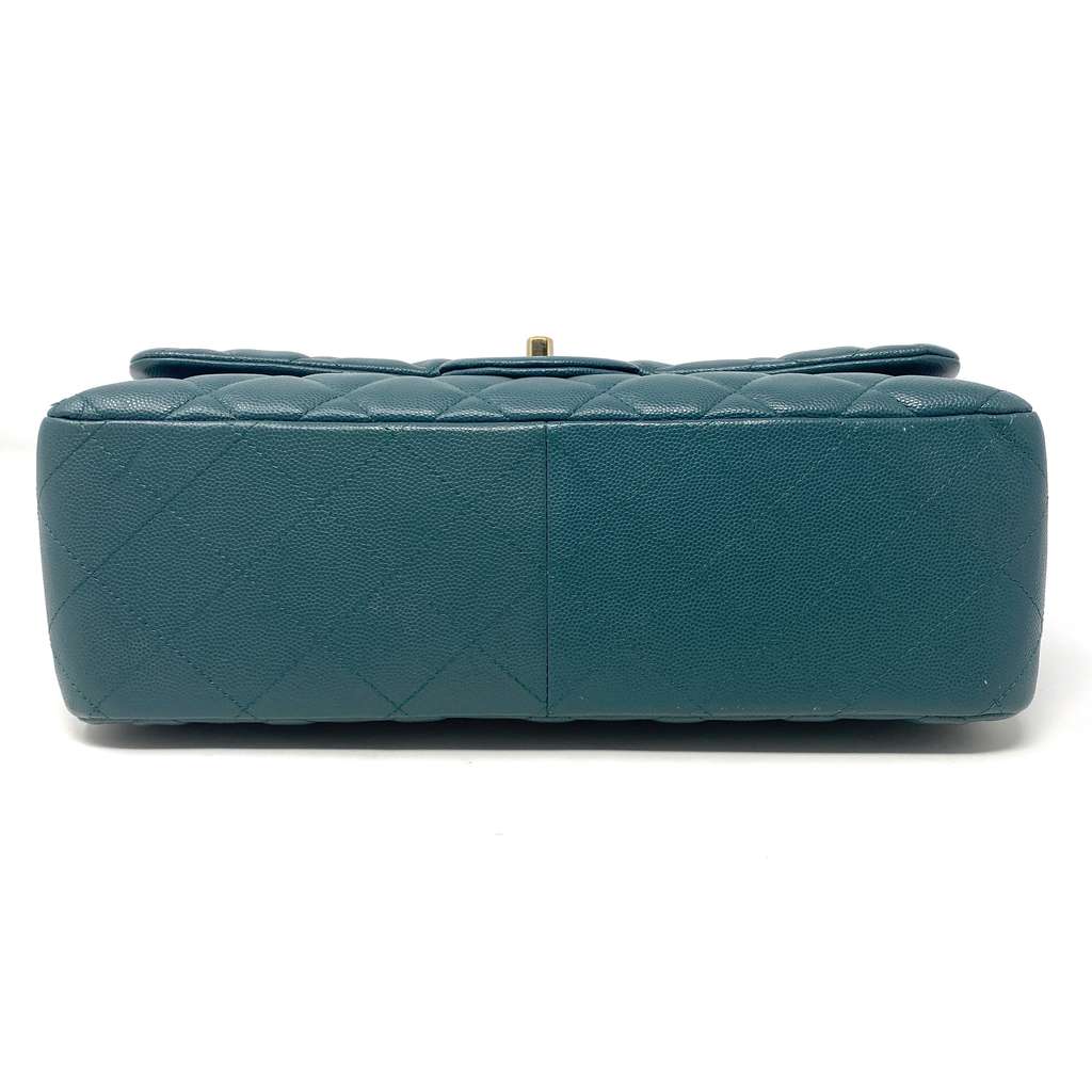 Chanel Double Flap Bag Green Leather Good condition - Inside View