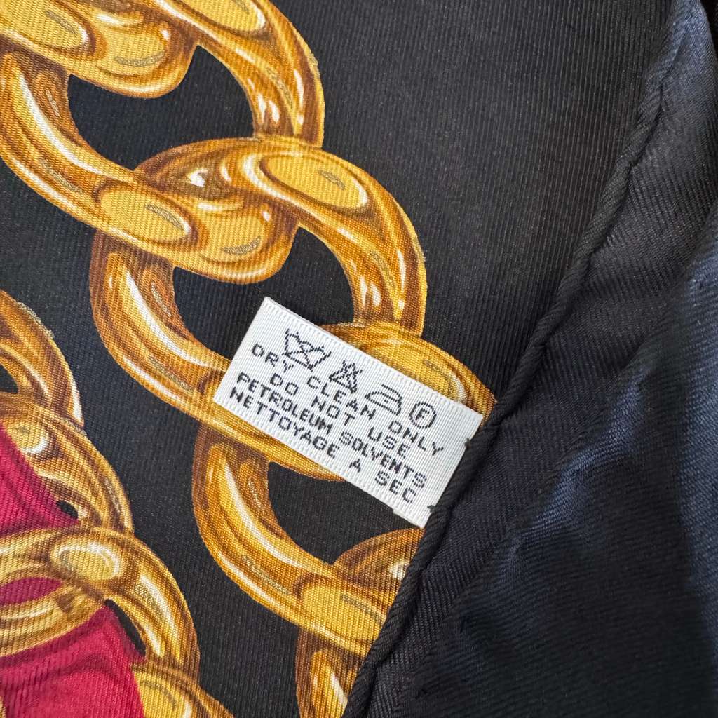 Chanel Black & Gold Scarf Black Silk Very good - Box View