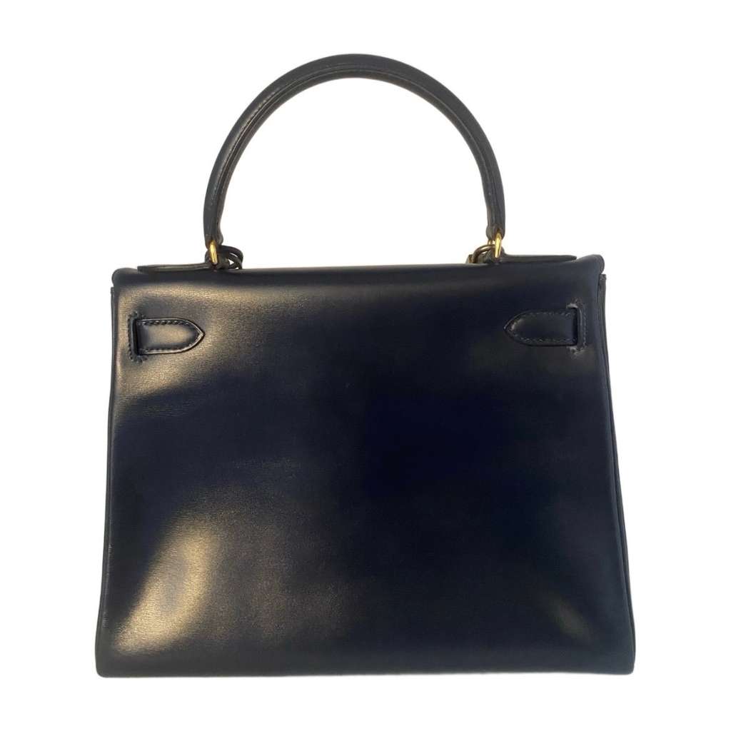 Hermès Kelly 28 Midnight Blue Blue Leather Good - Back View