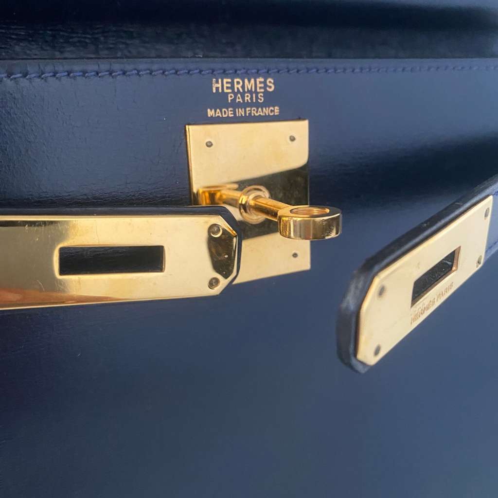Hermès Kelly 28 Midnight Blue Blue Leather Good - Box View