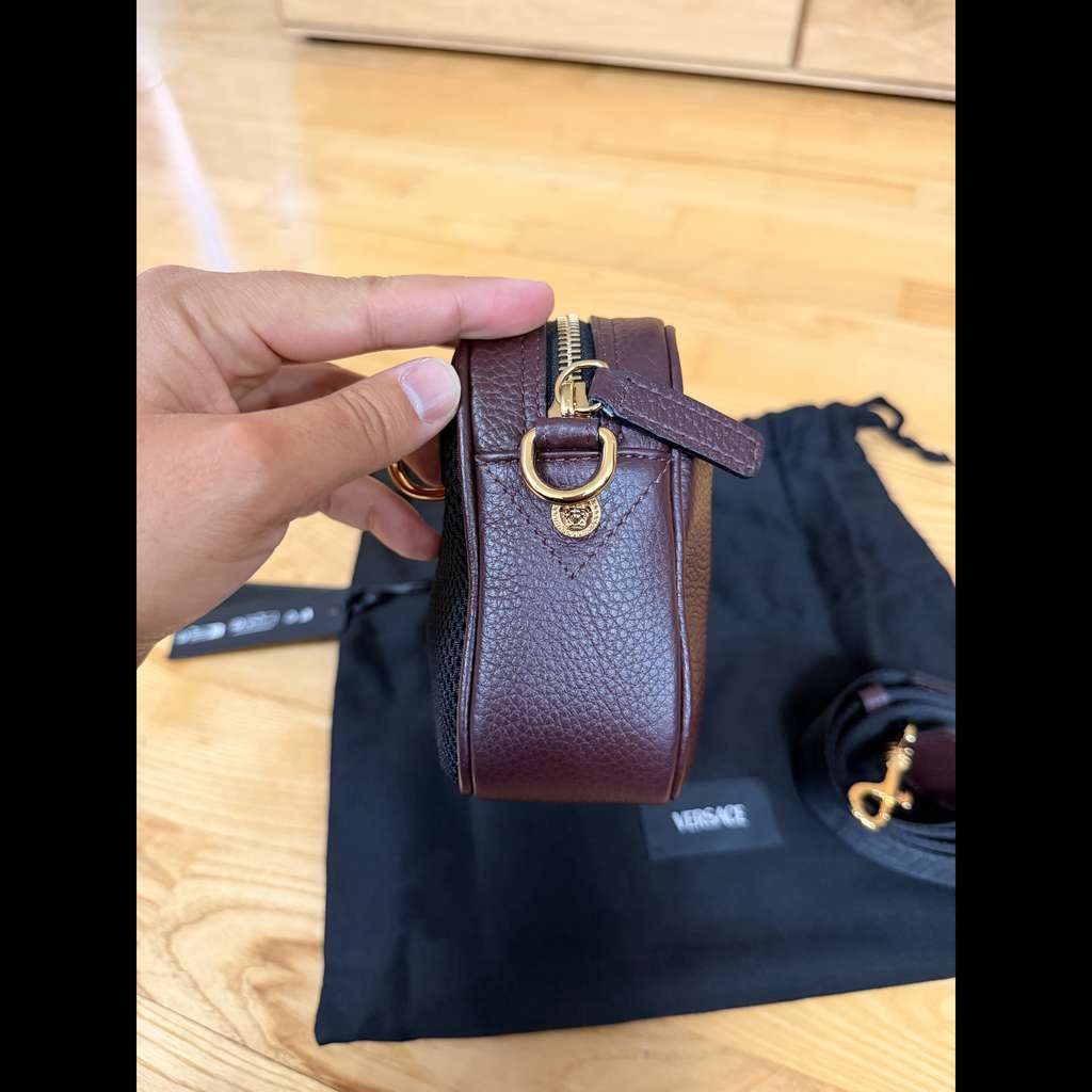 Versace Crossbody Bag Burgundy Leather Never worn, with tag - Box View