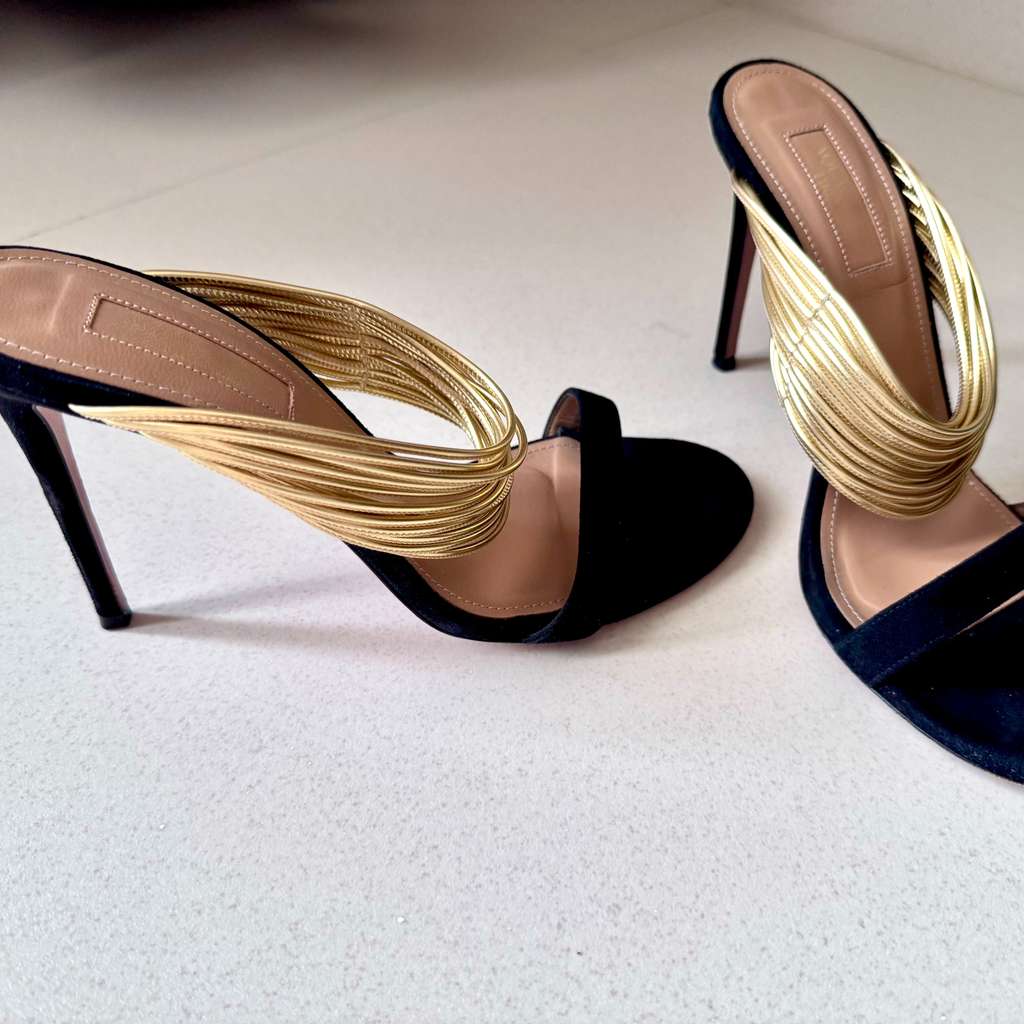 Aquazzura Randez Vous 105 slide Black Suede Very good condition - Box View