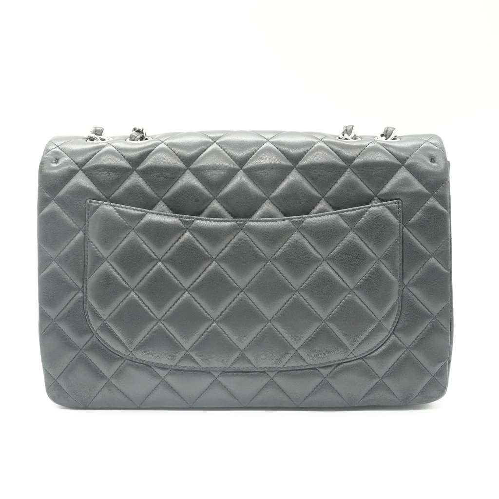 Chanel Classic 30 Single Flap Black Leather Good - Back View