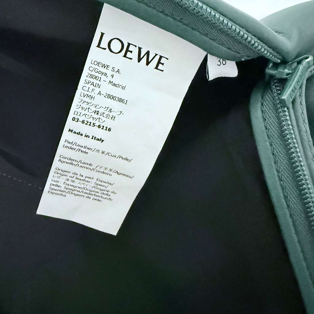 Loewe SS24 Distressed Leather Shorts Green Leather Never worn, with tag - Box View