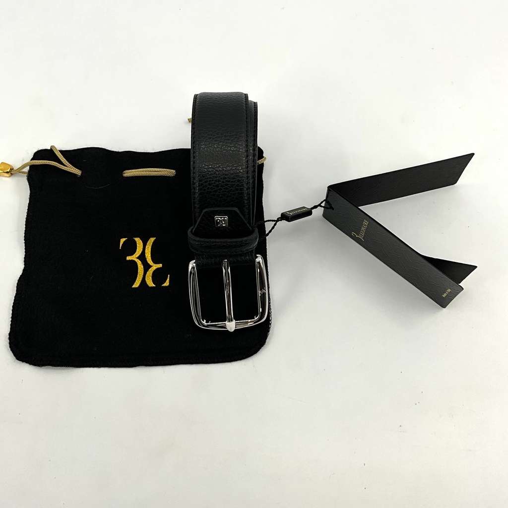 Billionaire Billionaire Belt Steel Buckle Black Leather Never worn, with tag - Inside View
