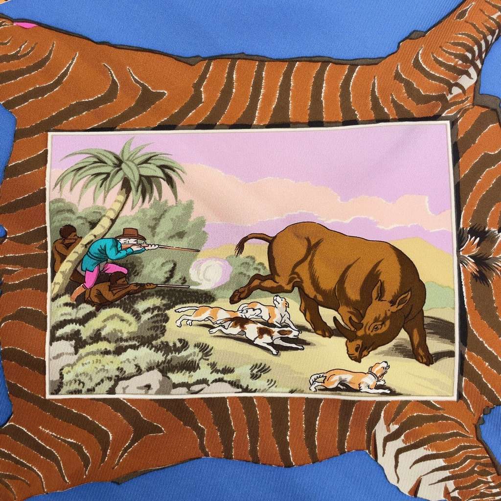 Hermès La Chasse en Afrique MultiColor Silk Very good condition - Box View