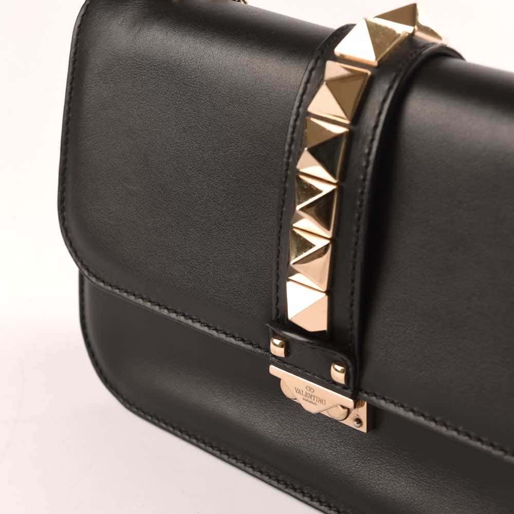 Valentino Garavani Glam Lock Bag Black Leather Metal Very good - Box View