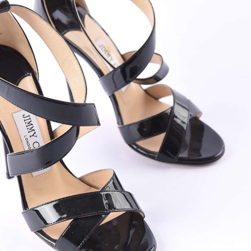 Jimmy Choo Strappy Sandals Black Leather Never worn - Model View