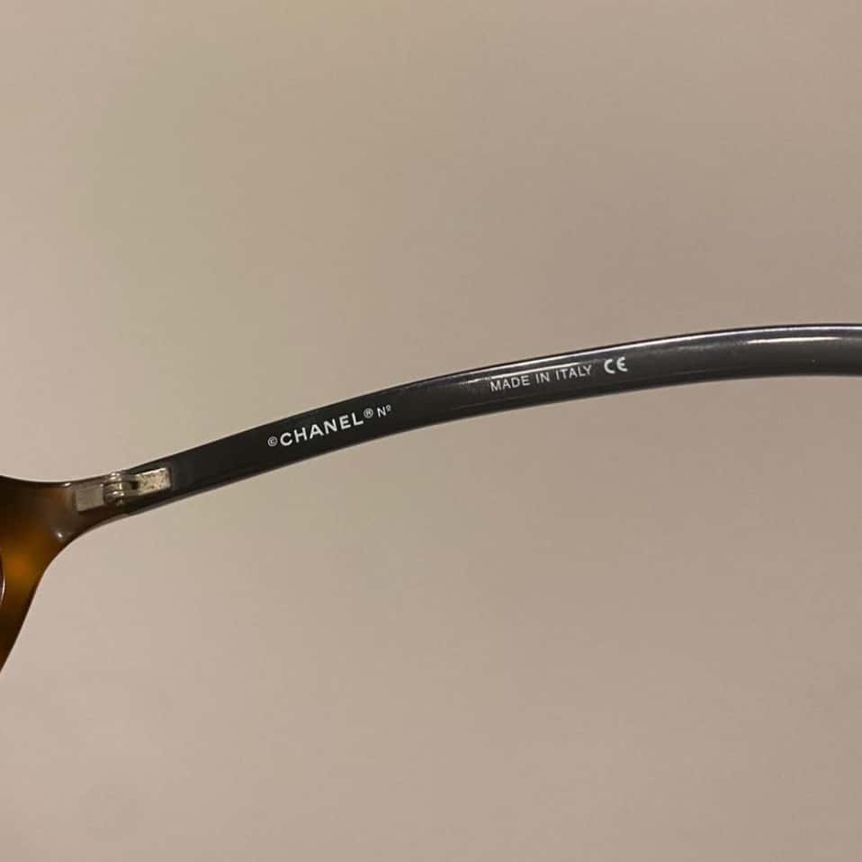 Chanel Vintage Oval sunglasses Brown Acetate Glass Good - Inside View