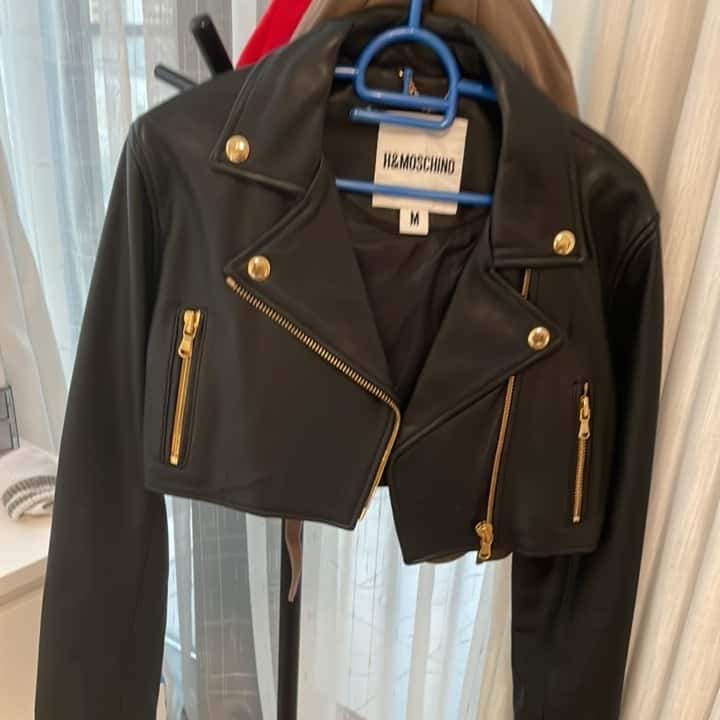 Moschino Biker Jacket Black Leather Very good condition - Box View