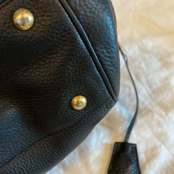 Prada Chain Bowler Black Leather Gold Very good - Box View