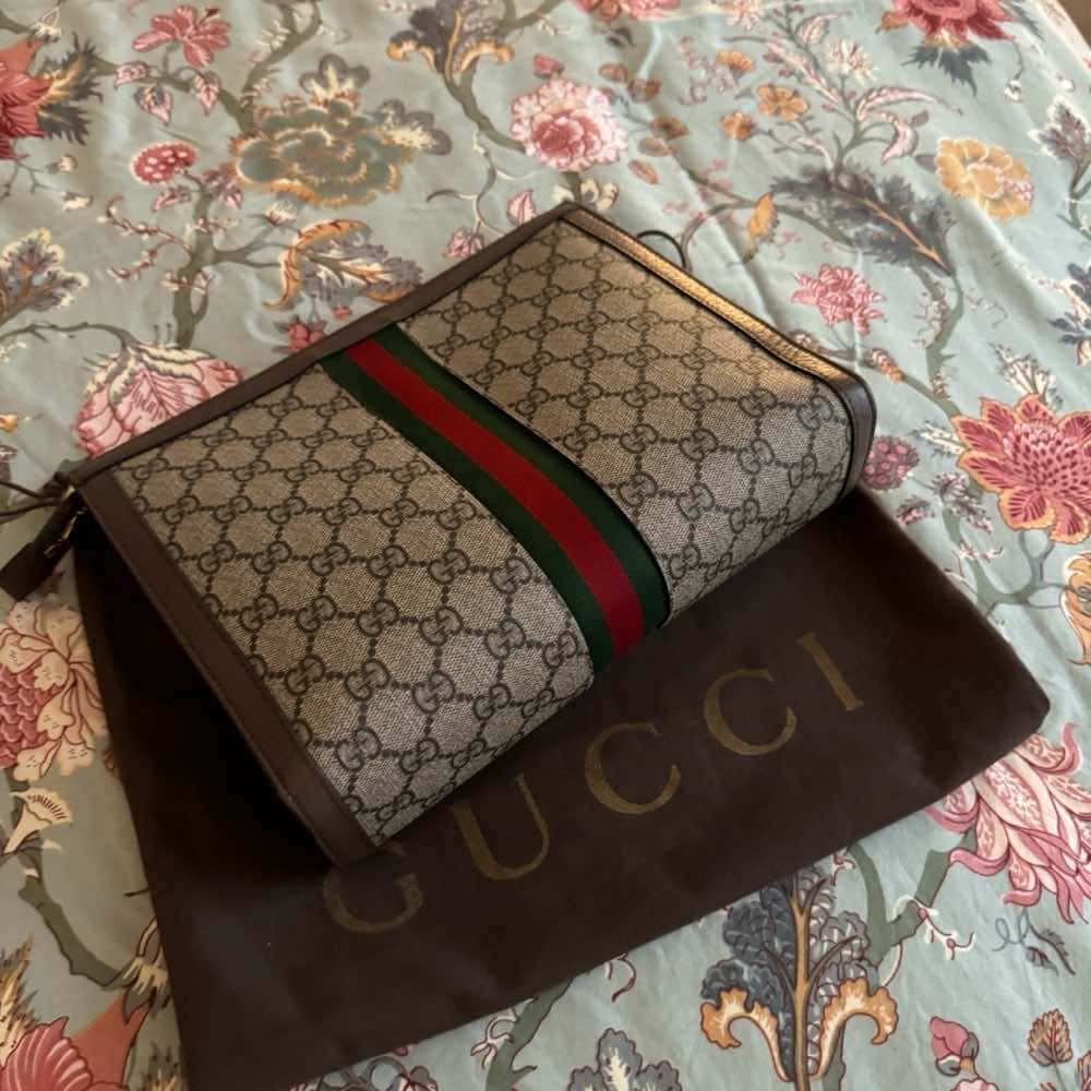Gucci Ophedia Clutch MultiColor Canvas Leather Never worn - Box View