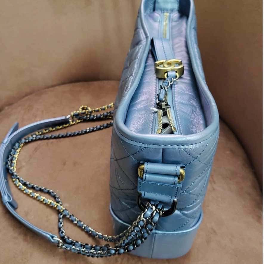 Chanel Gabrielle Blue Leather Metal Good - Box View