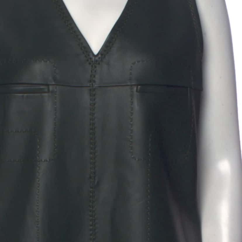 Unsigned forest green dress Green Leather Very good - Box View
