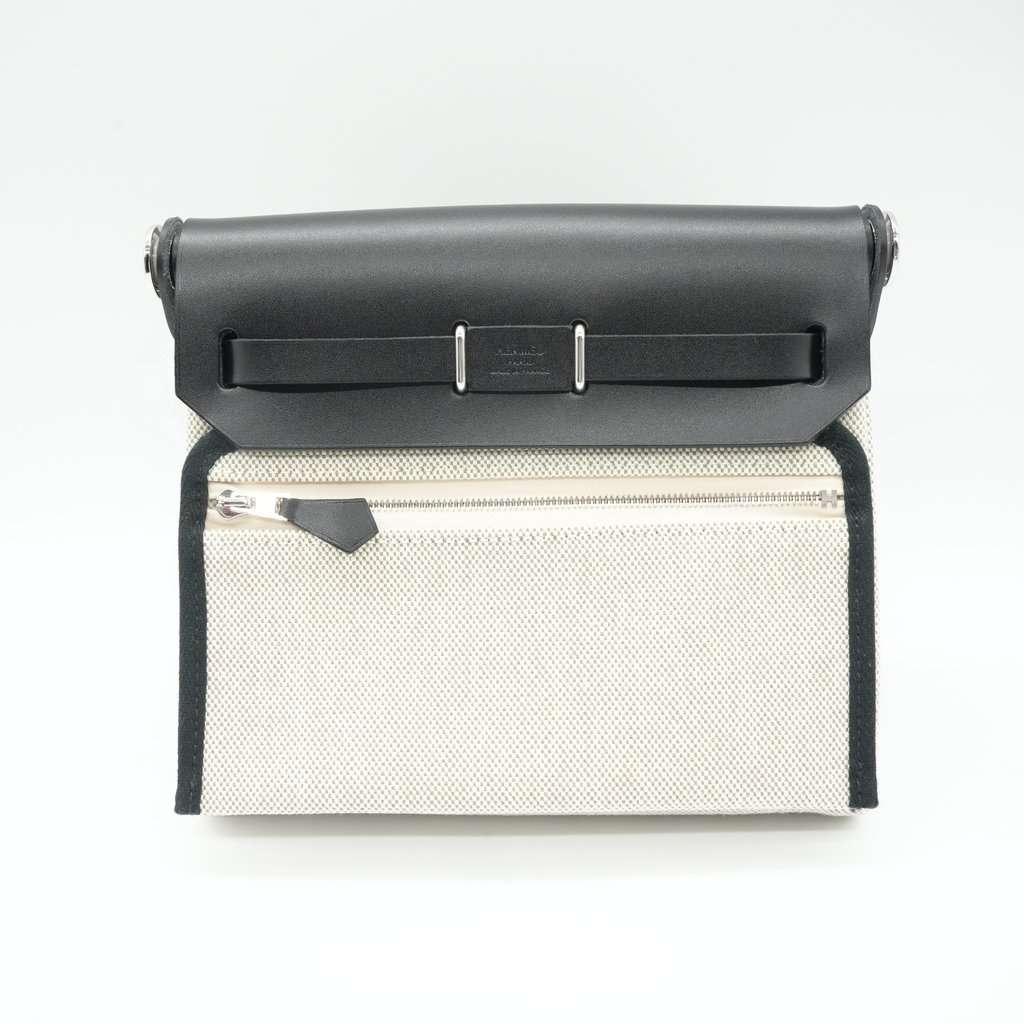 Hermès Herbag Mini 20 White/Beige Beige Leather Very good - Back View