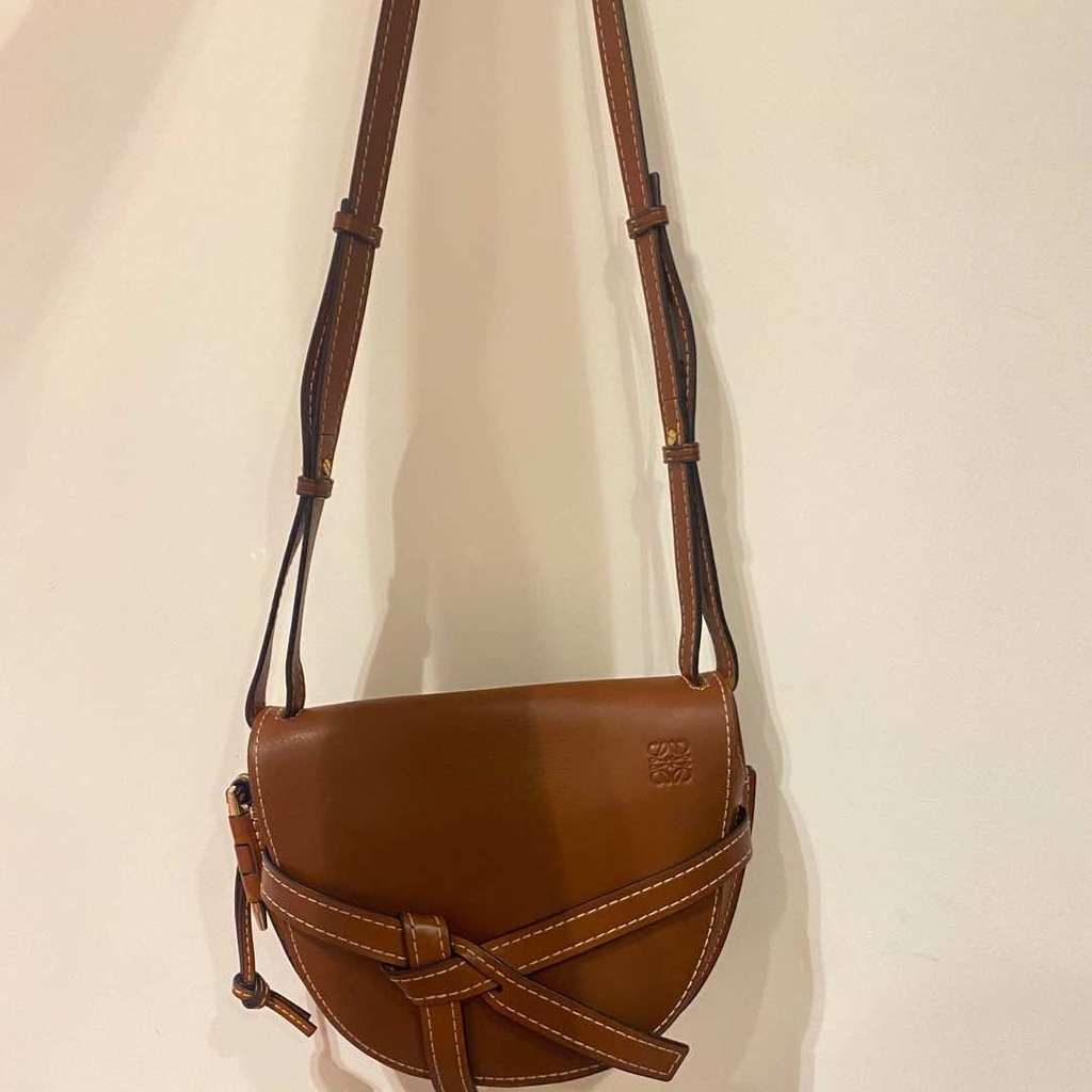 Loewe Gate Bag Brown Leather Metal Very good - Back View