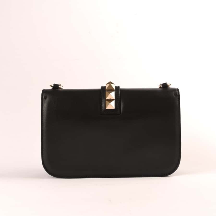 Valentino Garavani Glam Lock Bag Black Leather Metal Very good - Back View
