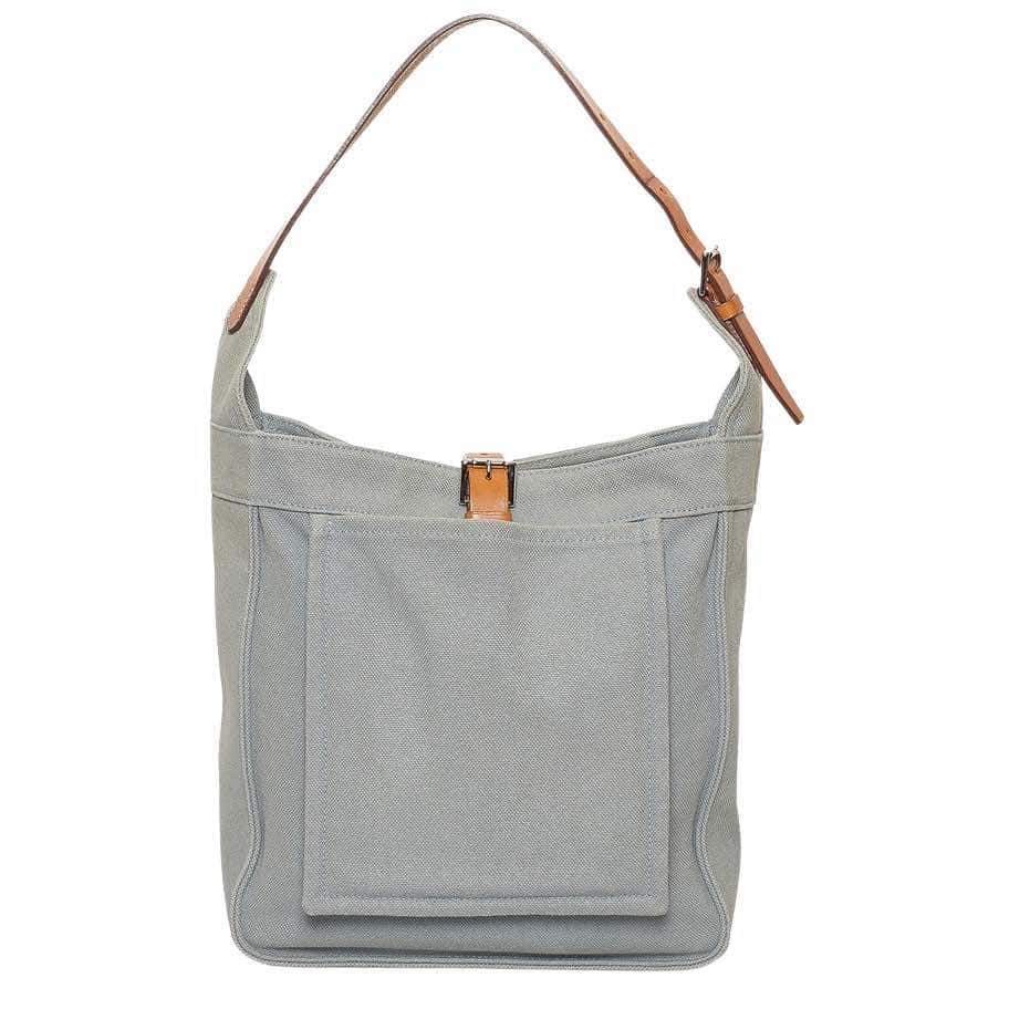 Hermès Marwari PM Silver Canvas Leather Fair condition - Front View