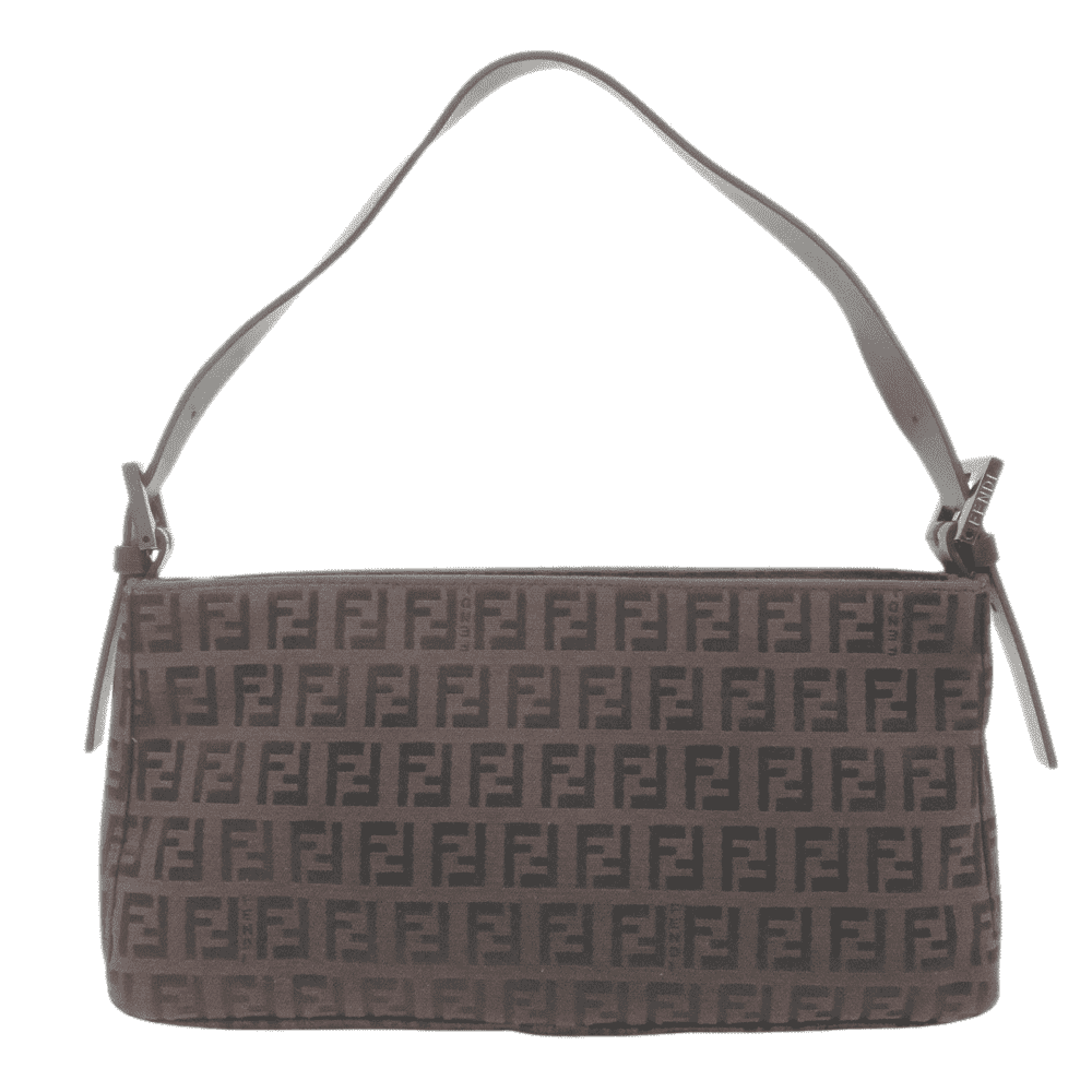 Fendi Zucchino Pochette Brown Canvas Leather Good - Front View