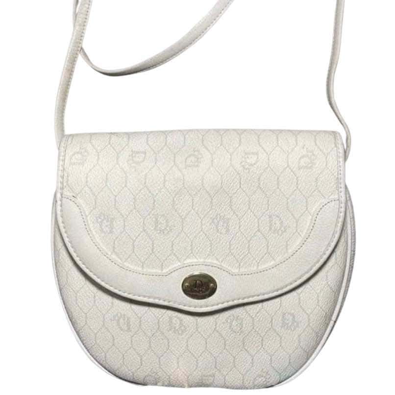 Christian Dior Sling Bag White Canvas Gold Good condition - Front View