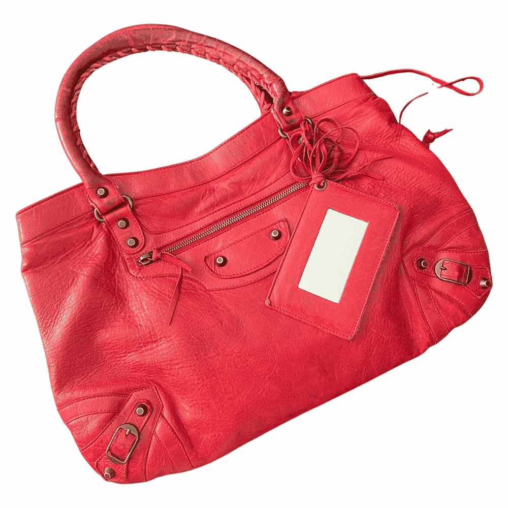 Balenciaga City Red Leather Metal Good - Front View
