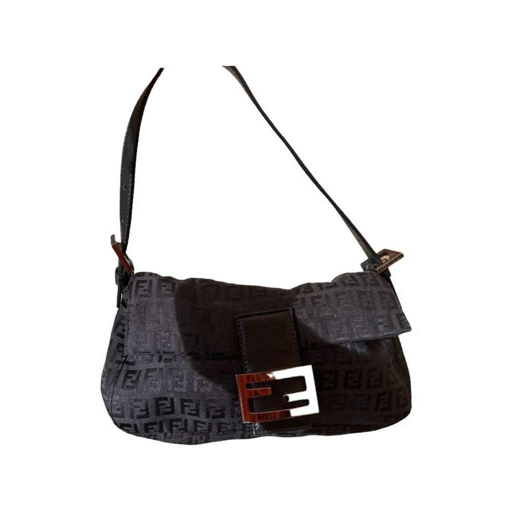 Fendi Baguette Black Jacquard Metal Very good - Front View