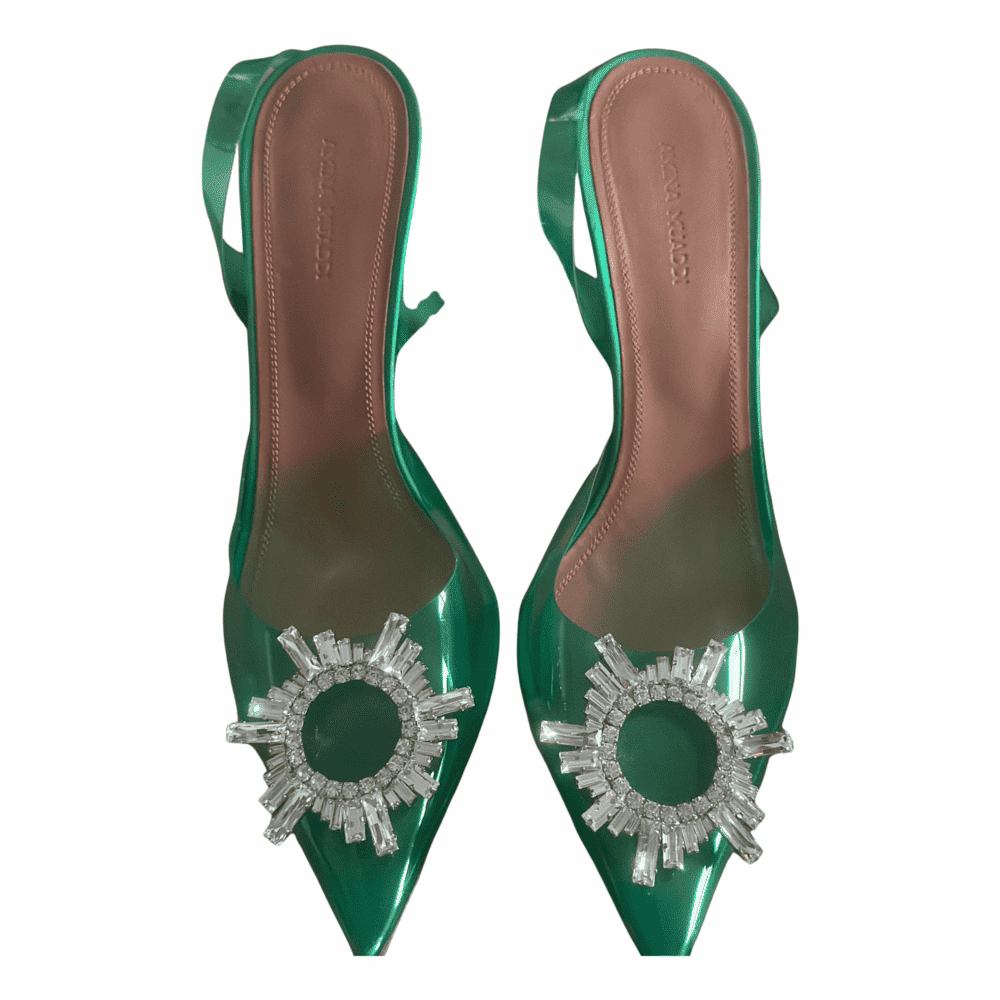 Amina Muaddi Begum Slingback Pumps Green Good condition - Front View