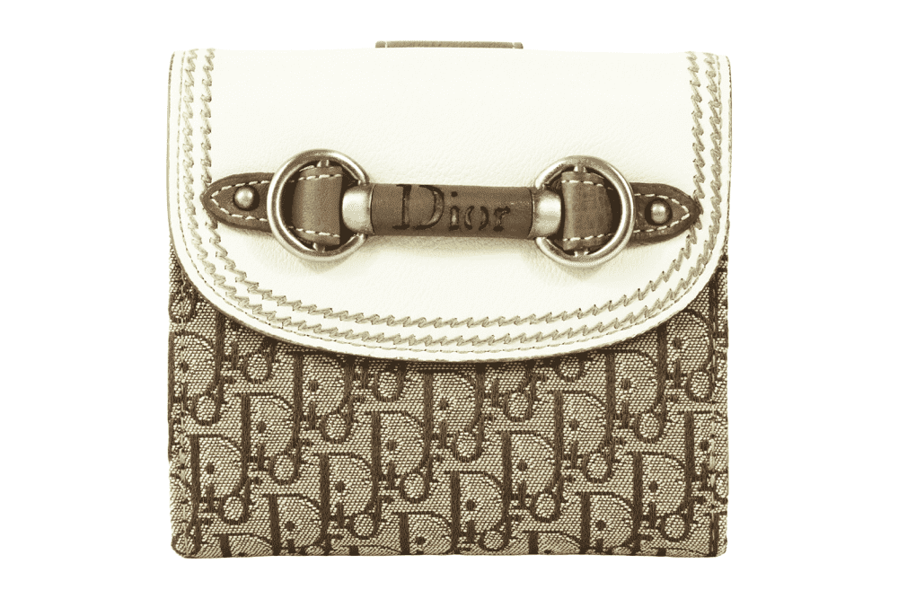 Dior Bifold Wallet Beige Leather Very good - Front View