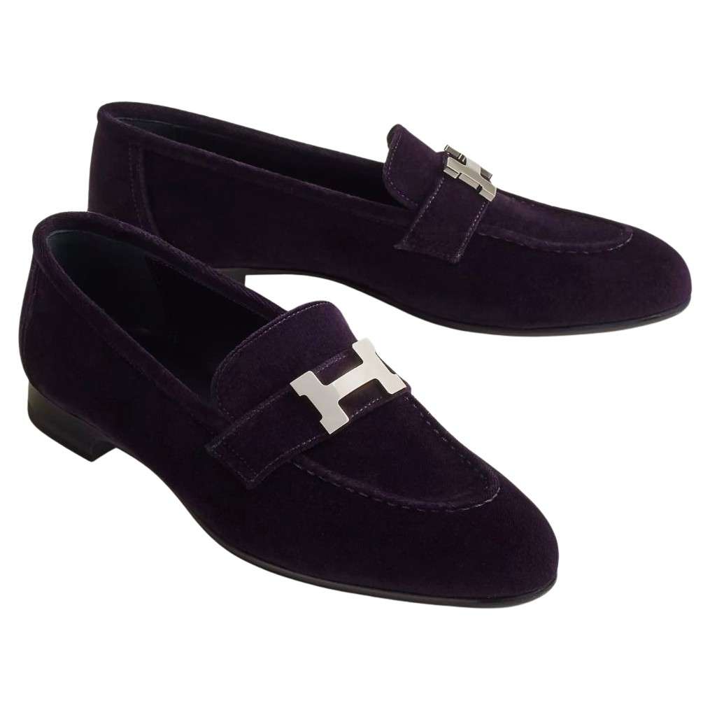 Hermès Paris Purple Velvet Never worn - Front View