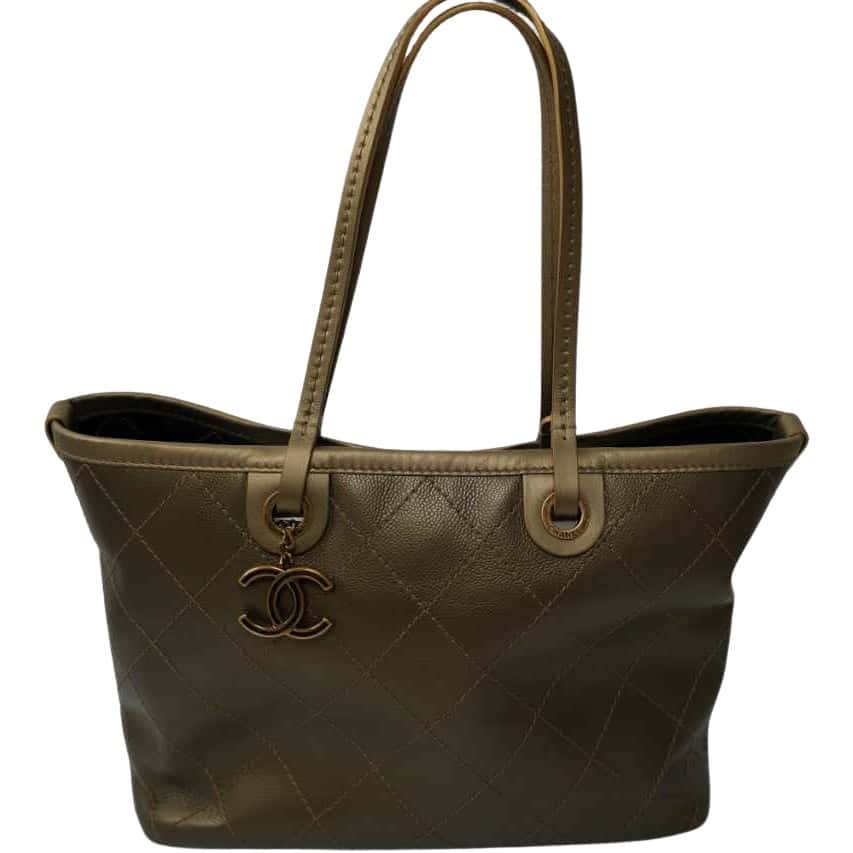 Chanel Tote Gold Leather Very good - Front View
