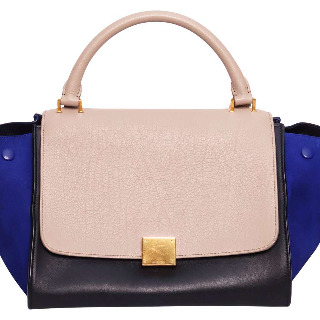 Celine Trapeze Tricolor Blue Leather Gold Very good - Front View